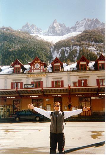 The hightest peaks in the Alps along with the little town of Chamonix
