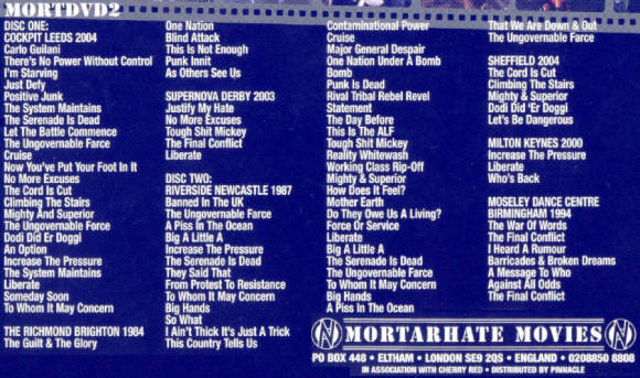CONFLICT IN ENGLAND DVD Tracklist