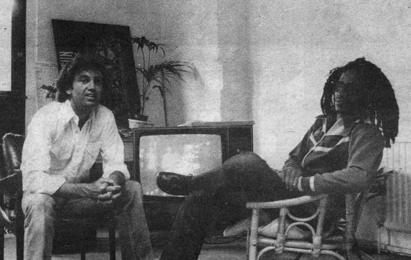 Don Letts & Peter Clifton watch their out on a limb movie - July 78 (DC Collection)