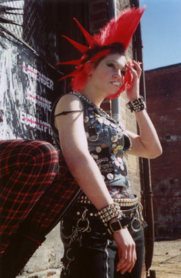 Punk chick with a kick ass tri hawk