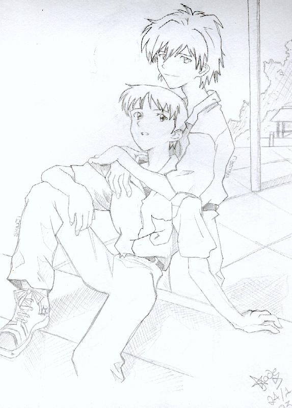 Shinji Ikari and Kaworu Nagisa :Neon Genesis Evangelion