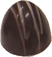 Peppermint creme with peppermint sauce in a dark bomb shell with white stripes