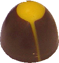 Milk chocolate creme with Galliano sauce in a yellow choc decorated bomb shell