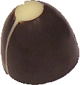 White creme with orange sauce in a dark and white chocolate shell 