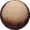 Coconut cream, pinapple, run in white choc rolled in coconut