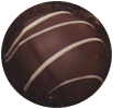 Traditional rum centre coated in dark chocolate and white choc stripes