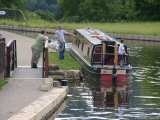 Okay, now it's time to tie up until the aqueduct is clear and I can take my turn to cross