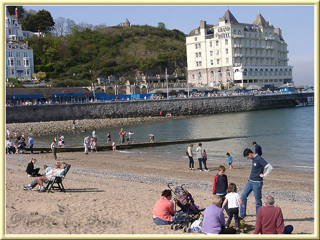 Llandudno is a seaside town ... here is the beach with a view of the Grand Hotel