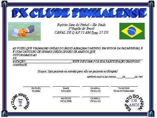 3� Conteste de R�dios Operadores de Esp�rito Santo do Pinhal (Fazer Dowload diploma.dos\c 112KB)