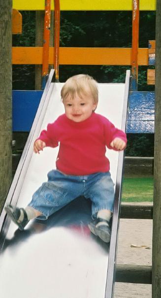 Redwood Park, Surrey.  Megan LOVED going down the big playground slide by herself!