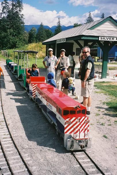 Sept 1.  After the mini-train ride, Tim wanted to sit on the drivers seat.