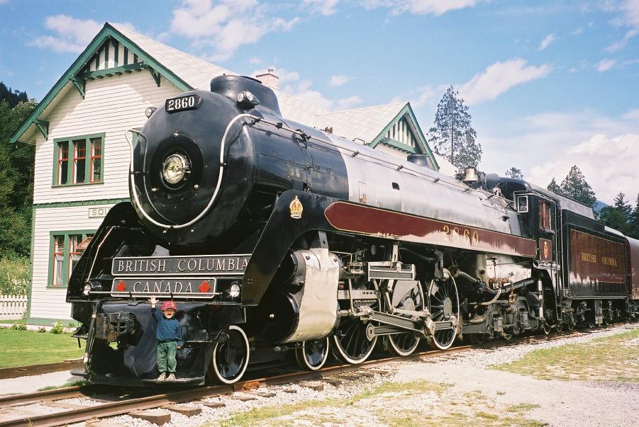 Squamish.  The Royal Hudson needs boiler repairs. Tim liked climbing on the engine.