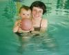 Megan going for a swim in the (heated) swimming pool.  Loves playing with balls.