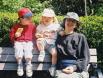 May 2003. Snack time in Stanley park; Pia made waffles!