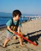 Saturday July 26, Spanish Banks. Tim preferred digging into the sand, not the picnic dinner.
