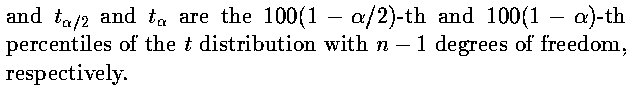 t Percentiles