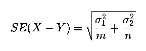 Stardard Error for the Difference of Two Sample Means