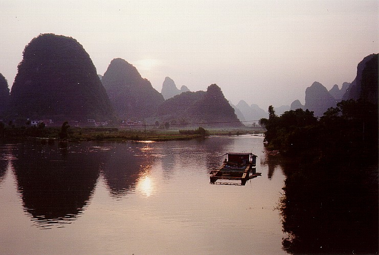 A tributary of Li River seen from a bridge near Banyan Tree Park