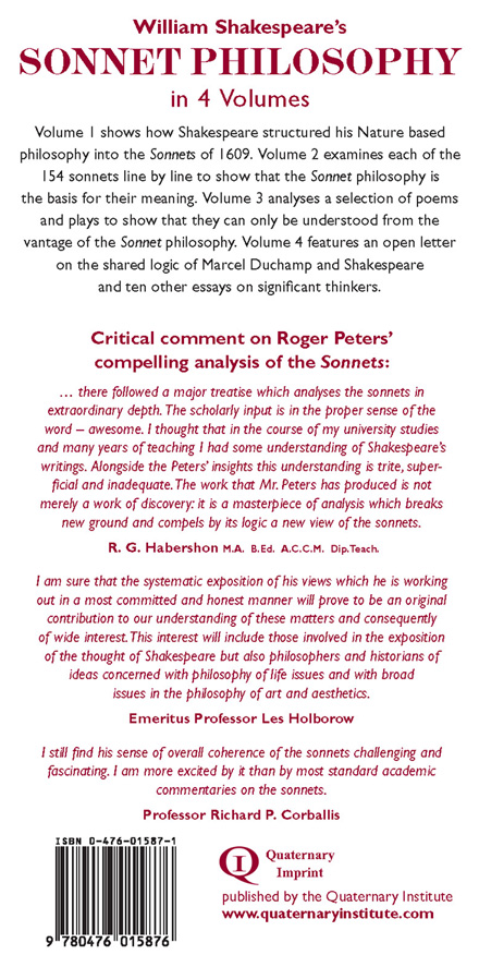 Shakespeare's Sonnet Philosophy in 4 volumes