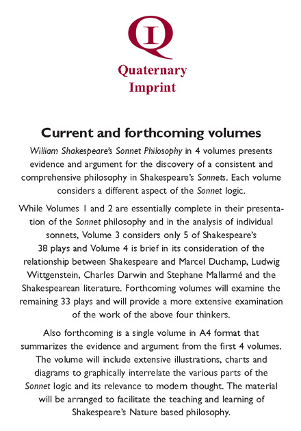 Shakespeare's Sonnet Philosophy in 4 volumes