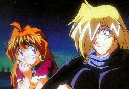 Lina's blushing.&nbsp; And Gourry's just plain cute.