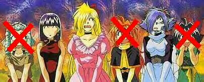 It's a girls' night out... pity only the ones with x-es on their faces are REAL girls.