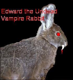 Alice had the white rabbit, I have Edward the Undead Vampire Rabbit.&nbsp; He bites, so watch out.