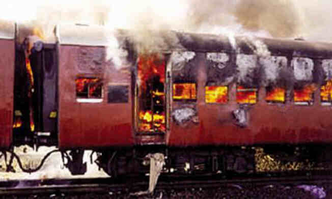 burning train