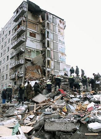 collapsed building