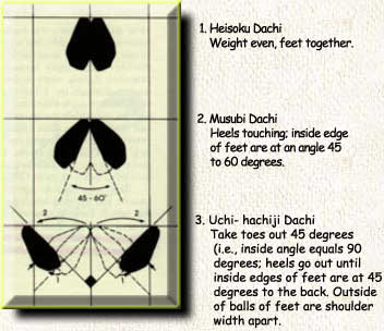 1. Heisoku Dachi   Weight even, feet together.