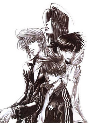 Sanzo, Goku, Gojyo, and Hakkai
