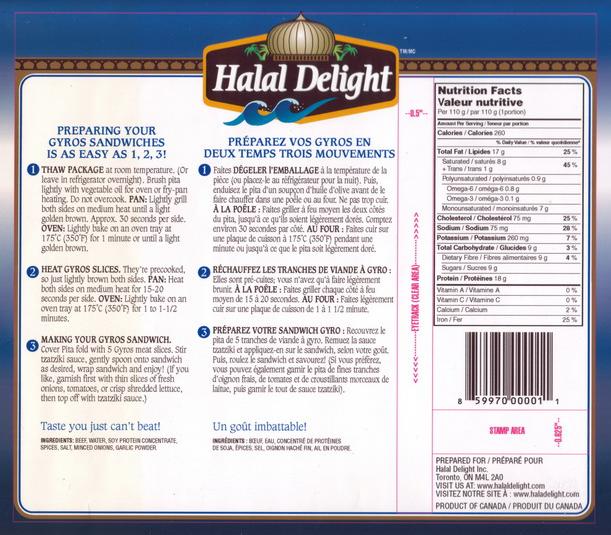 Beef Gyros/Donair Nutrition/Preparation