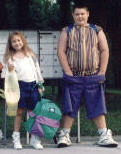 Amanda and Sammy waiting for the school bus. First day of a new school year.