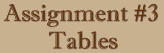 Assignment #3 ... Working with Tables