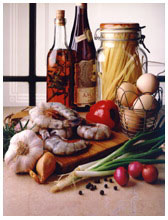 prawns with eggs and salads