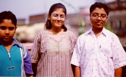 Sulagna flanked by brothers Shuva and Bonni