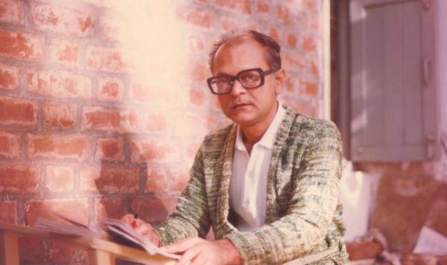 Mr. S.R.Das finds trees in the garden the best company for creative writing