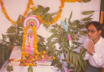 Devotees worship&nbsp; Goddess Saraswati, who is known to usher knowledge and intelegence