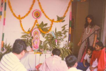 The priest chanting hymns 