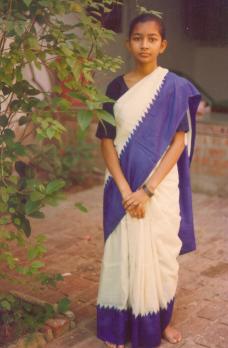 Sudarshana in a Sari instead of school dress