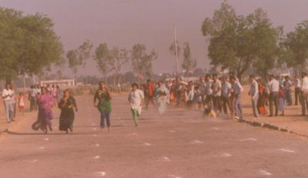 Indian housewives taking part in Athletics