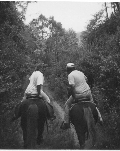 Chuckie and Christy rideing in Hardy Hollow...