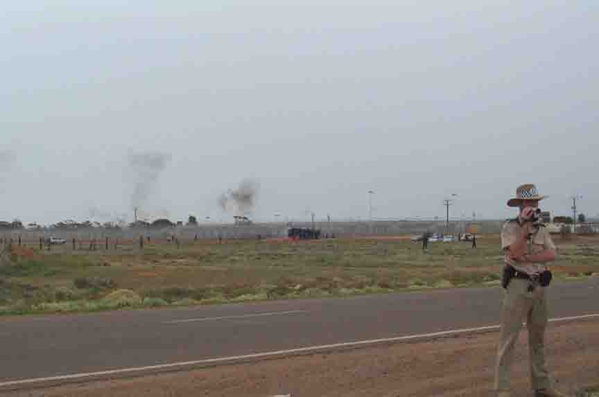 smoke from water cannon