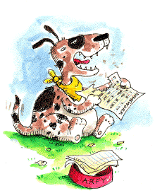 Clipart of Dog Eating Homework