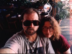 Self portrait of a poop faced hubby and a tired wifey at a bar in far away exotic Santa Domonica.