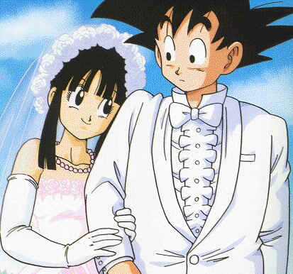 Goku's got the wedding day jitters!  Maybe Chi-Chi will make him feel better?