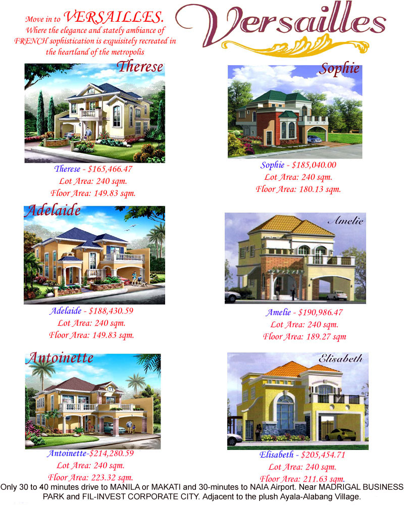 Versailles Philippines House and lot for sale near Alabang. Located at
