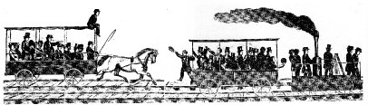 image of the race between a horse and the Tom Thumb