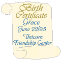 Pony's certifate of birth