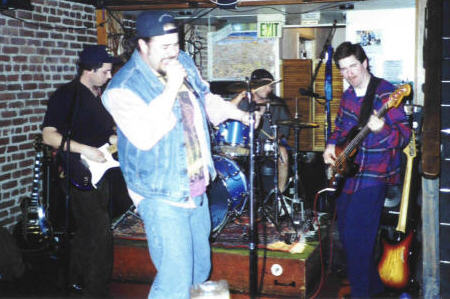 Bubbadog at the legendary Venice Bistro circa '96 (l-r: Mike, Scott, Jeff {old drummer}, Jim